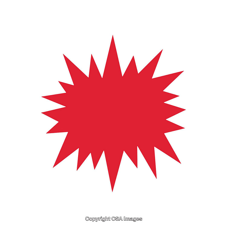 Red Explosive Starburst Shape on White Background