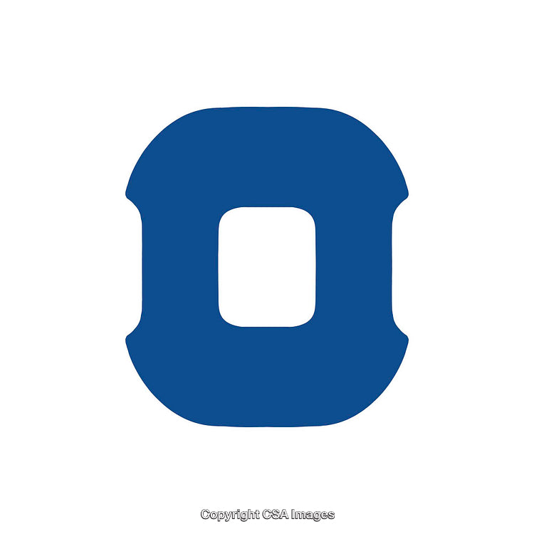 Bold Blue Letter O Isolated on White Background