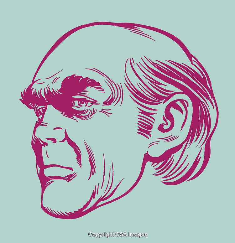 Abstract Cartoon Illustration of Man's Angular Face with Colorful Highlights