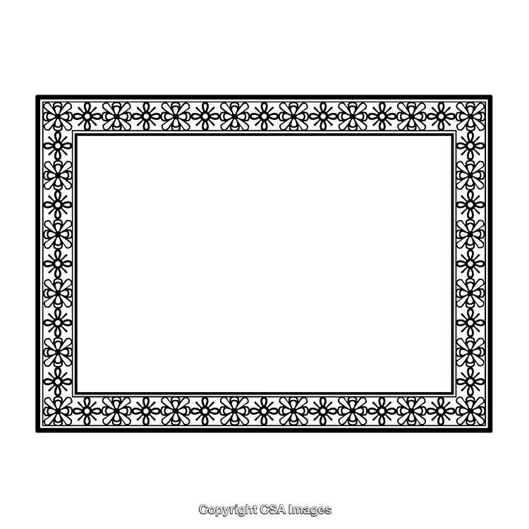 Elegant Black and White Border with Intricate Floral Design