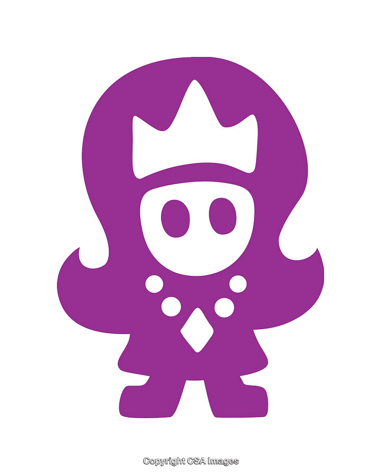 Purple Cartoon Style Character Icon With Crown and Gem Details
