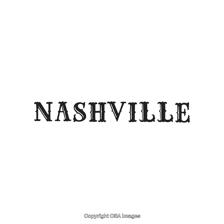 Stylized Black Text Reading Nashville in Vintage Typography Design