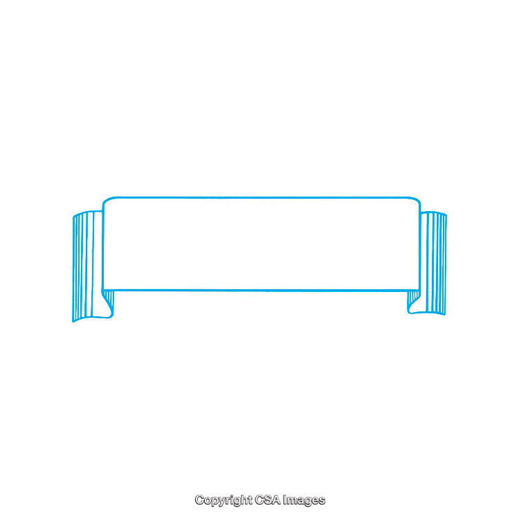 Simple Blue Ribbon Banner Frame Illustration on White Background