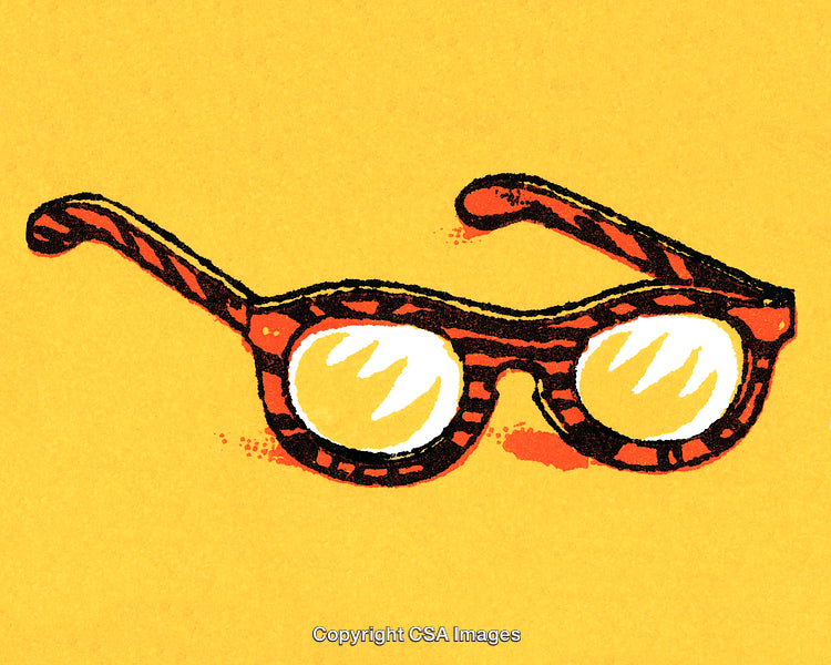 Illustrated Retro Glasses on Bold Yellow Background with Vivid Colors