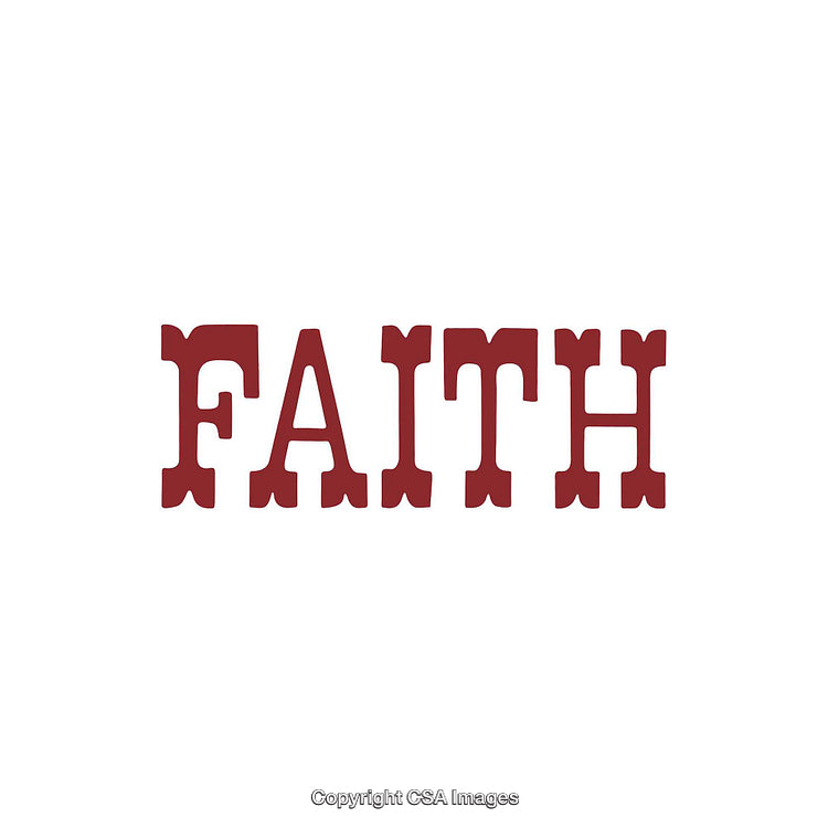 Bold Red 'Faith' Typography with Minimalist Design on White Background