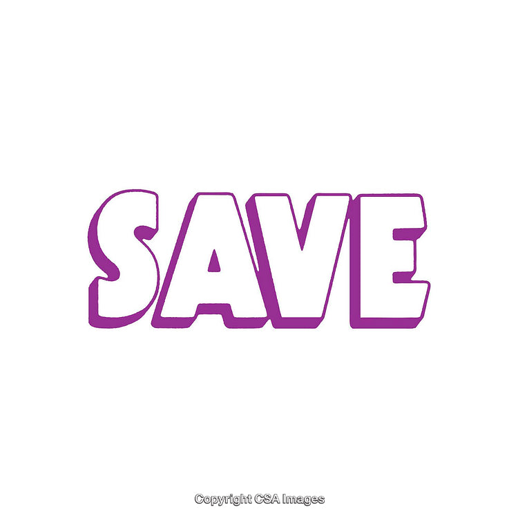 Purple Bold 3D Save Text Isolated on a White Background