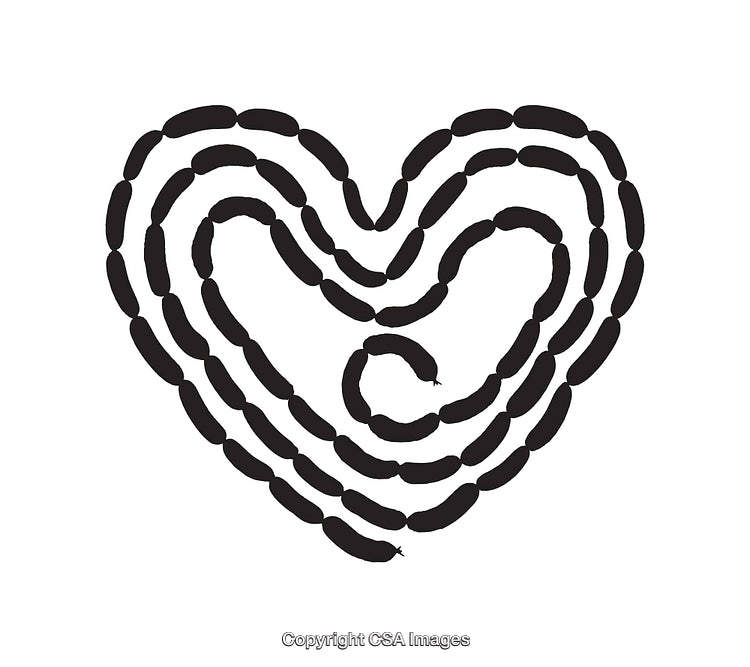 Heart Shape Designed with Sausage Links in Artistic Black and White