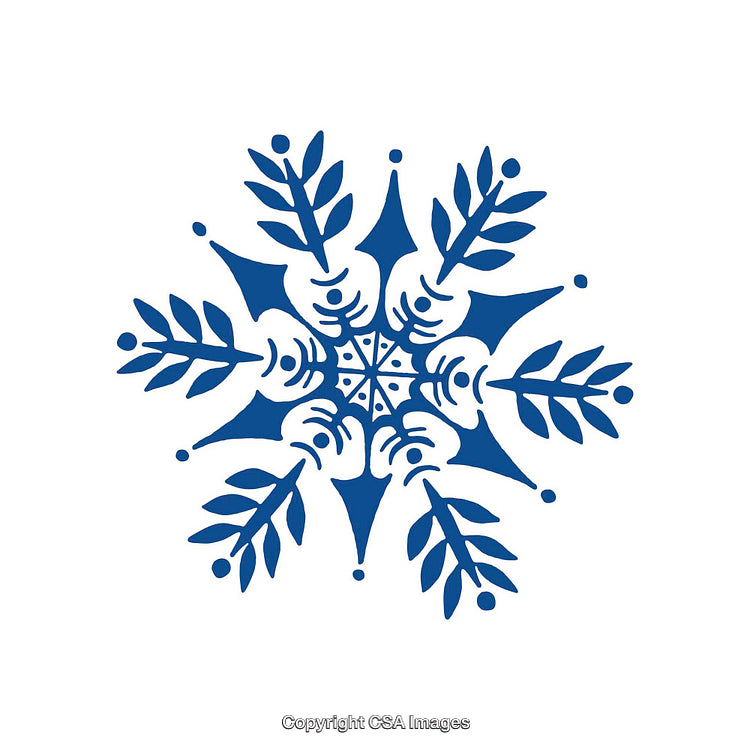 Abstract Blue Snowflake Design With Intricate Leaf Details and Geometric Patterns