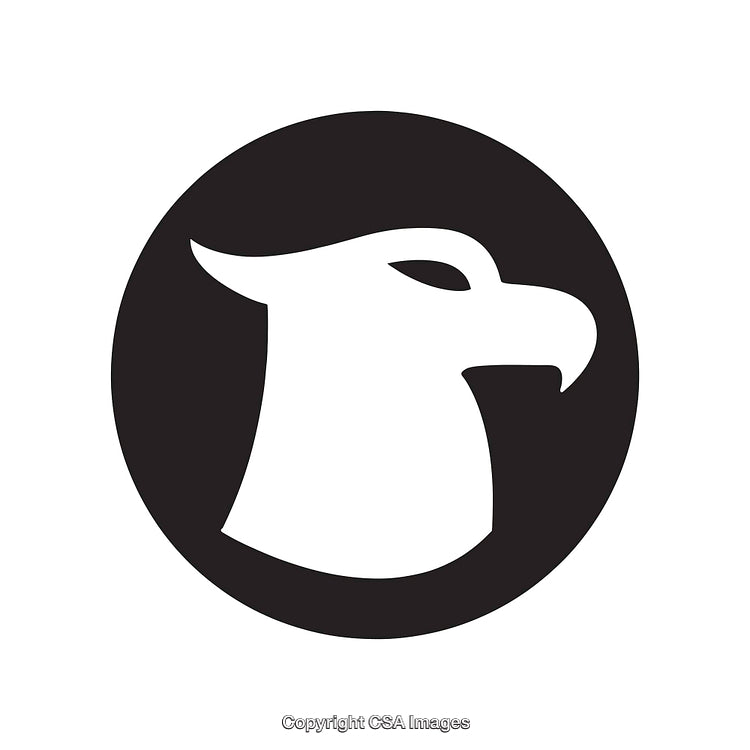 Black and White Hawk Icon in Circular Design