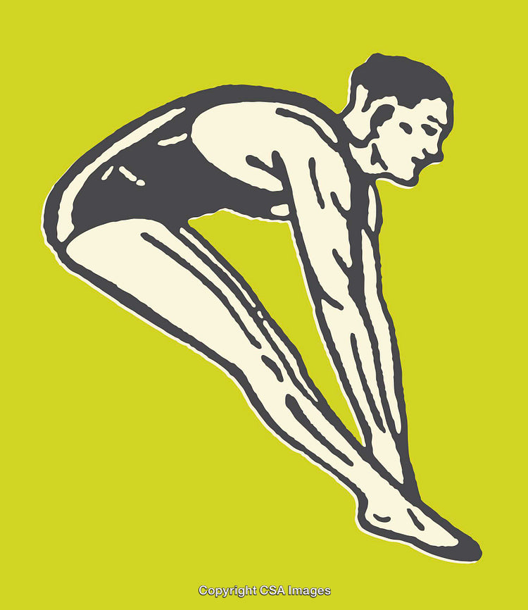 Vintage Style Illustration of a Diver on a Bright Yellow Background