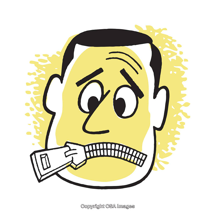 Illustration of Face With Zipped Mouth Expressing Silence or Privacy