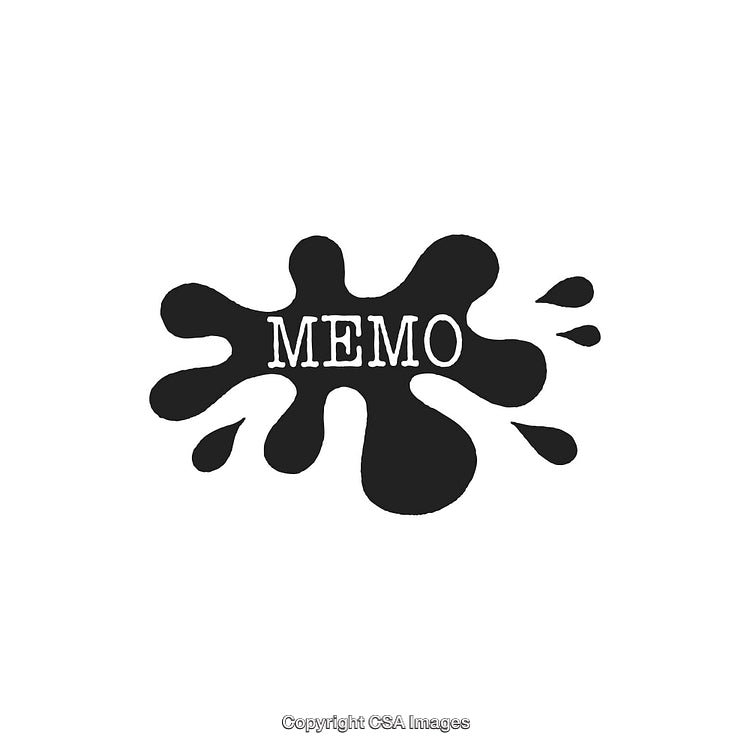 Black Ink Splatter With Stylized Memo Text Illustration on White Background
