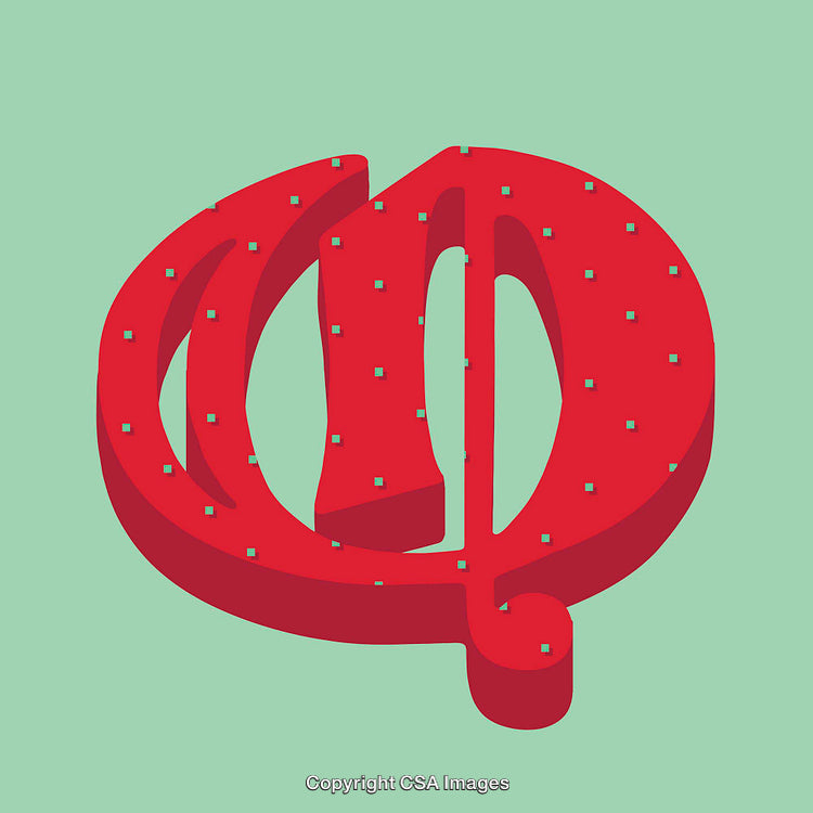 Creative Red Letter O with Dot Details on Green Background