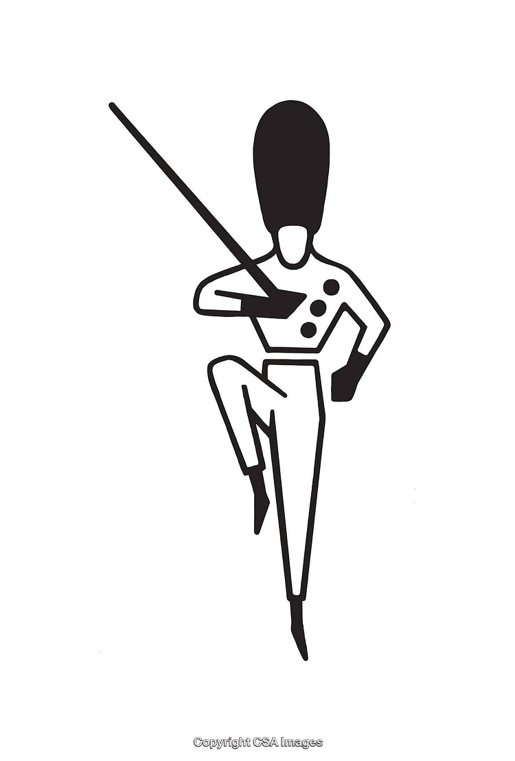 Black and White Line Art of Soldier in Marching Pose