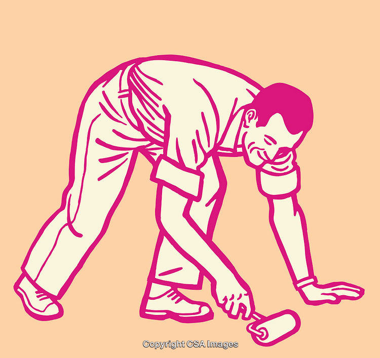 Illustrated Person Cleaning With Roller in Minimalist Color Style