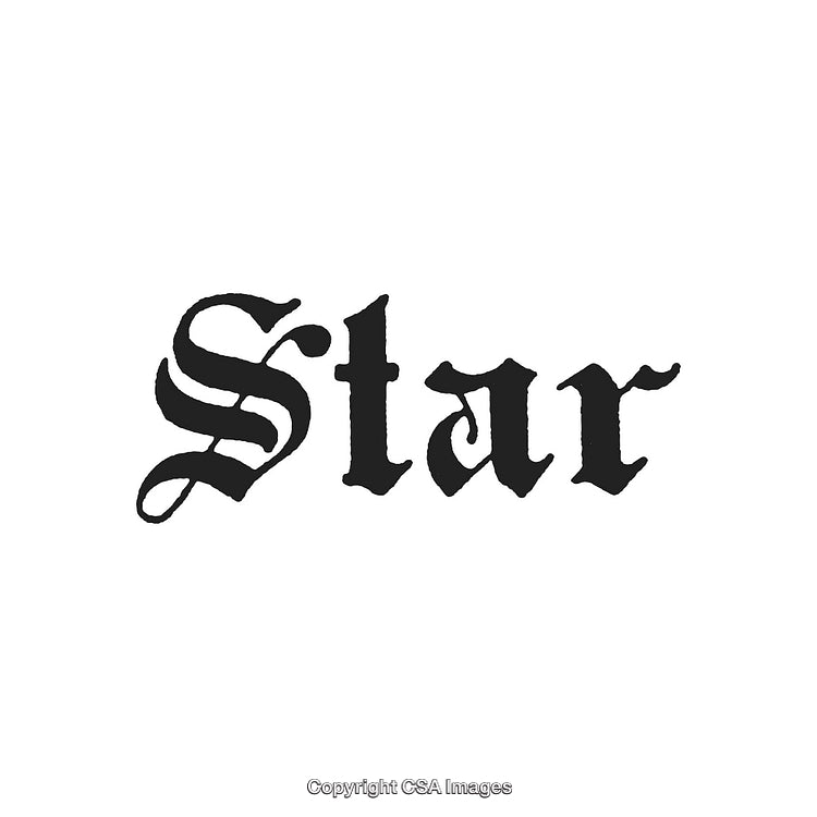 Blackletter Text 'Star' in Gothic Calligraphy on White Background