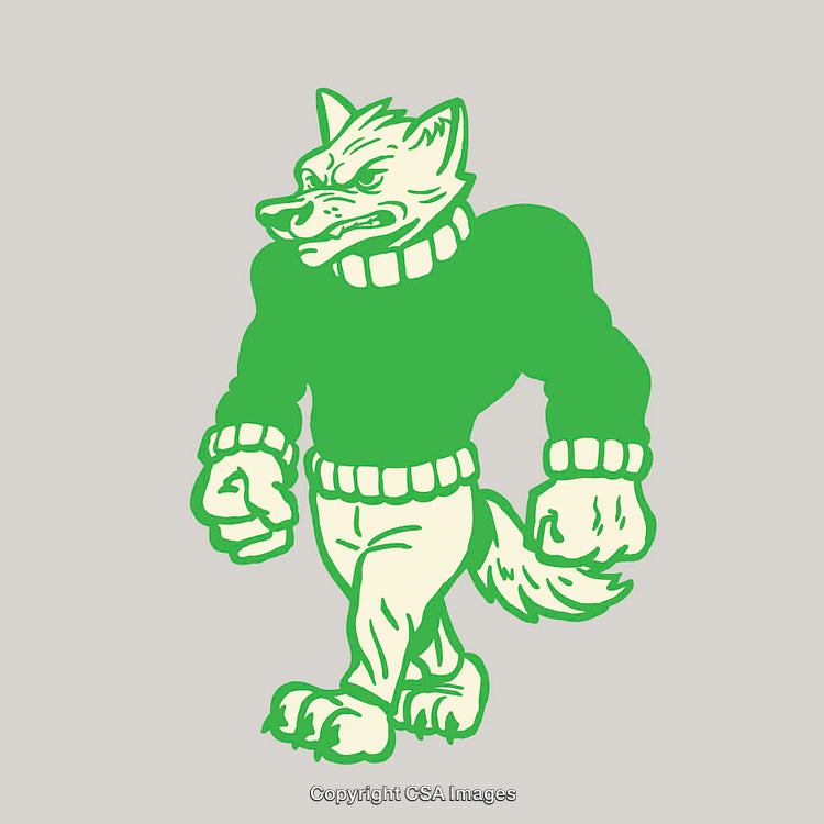 Green Anthropomorphic Wolf in Sweater Line Art Illustration