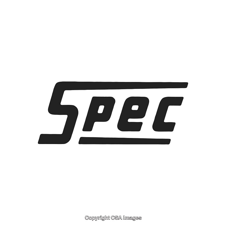 Stylized Spec Logo Design in Black on a White Background