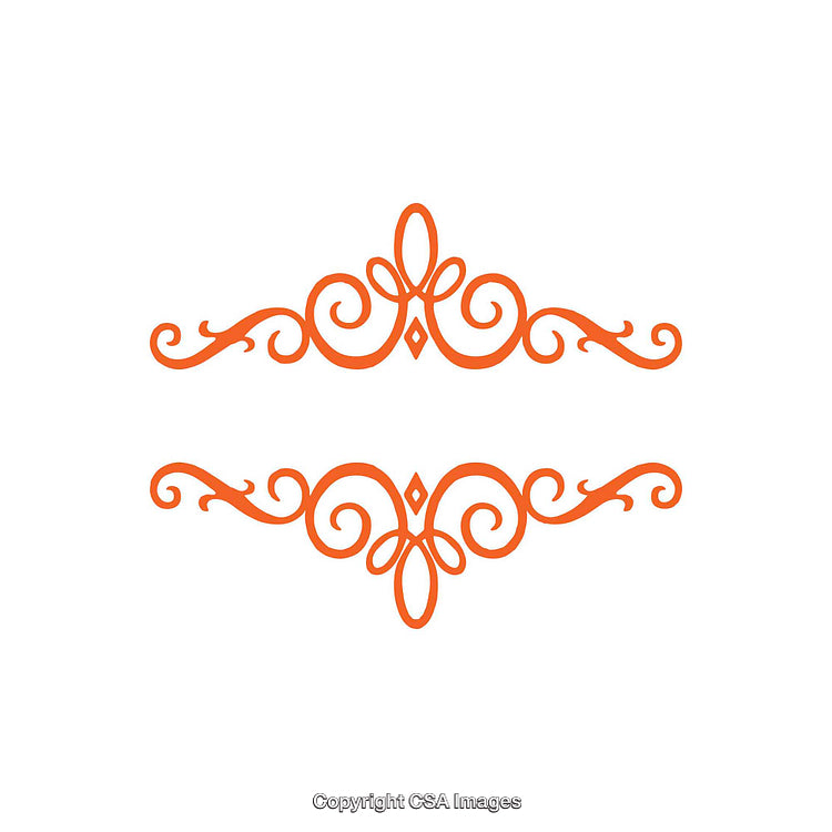 Ornamental Decorative Dividers in Vibrant Orange with Scrollwork Design
