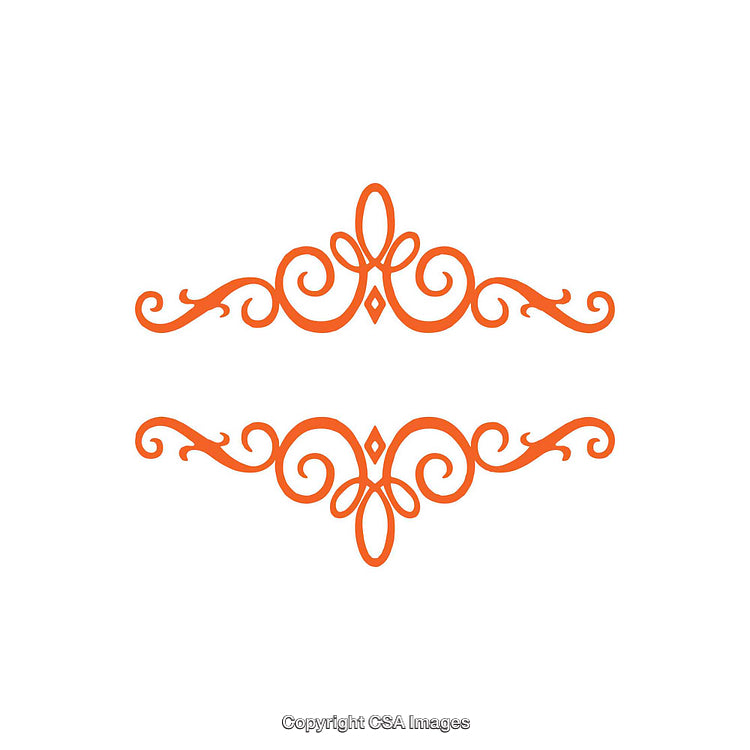Ornamental Decorative Dividers in Vibrant Orange with Scrollwork Design