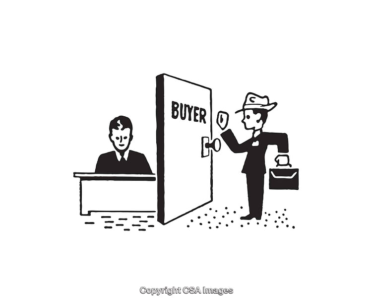 Business Interaction Line Art Illustration Featuring Door and Professional