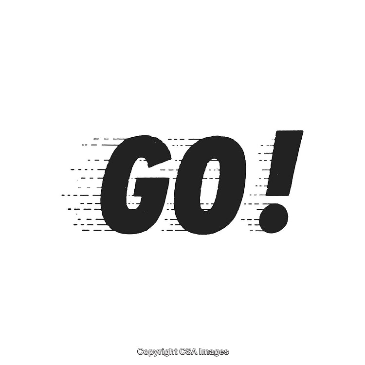Energetic Typography Text Design Featuring the Word 'Go!' on White Background
