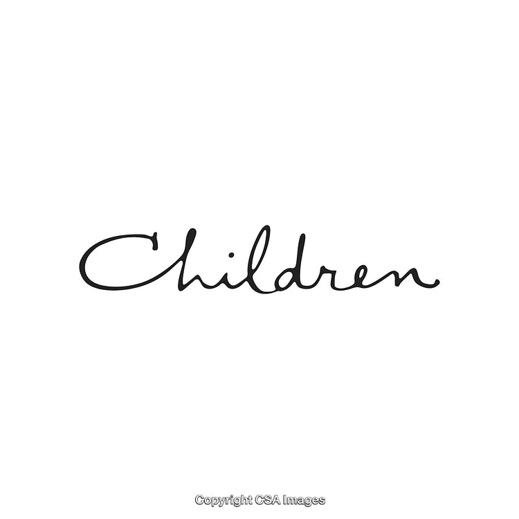 Elegant Script Writing of the Word 'Children' on a Clean White Background