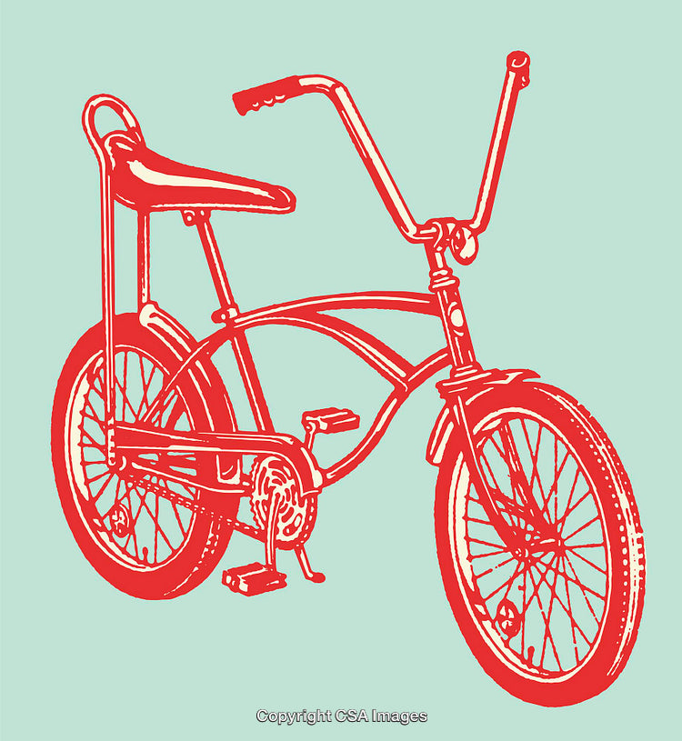 Red Bicycle Line Art Illustration on Pale Background