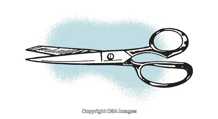 Color Illustration of Scissors with Blue Background