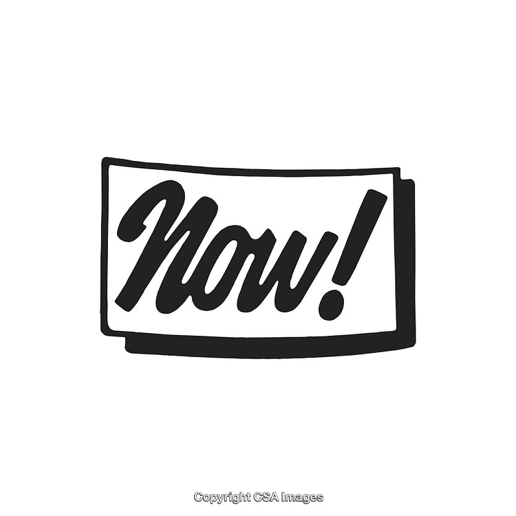 Bold Hand-Drawn Typography Displaying the Word 'Now!' in Black and White