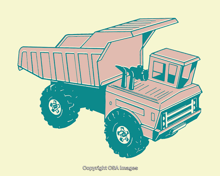 Color Line Art Illustration of a Dump Truck Vehicle Design
