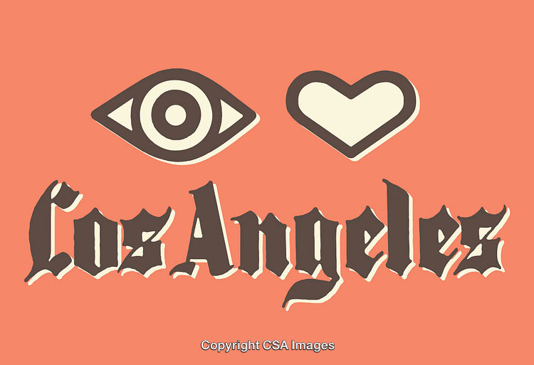 Bold Eye and Heart Graphic with Los Angeles Text Design