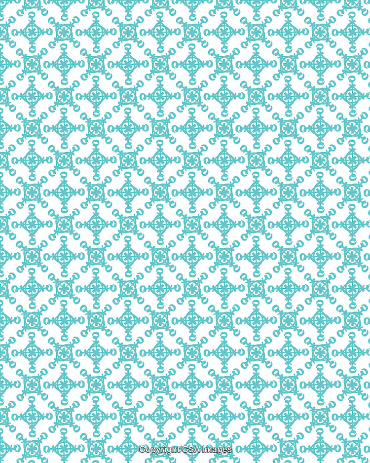 Elegant Teal Geometric Pattern on a White Background for Decorative Designs