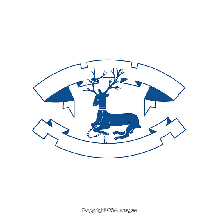 Blue Symbol of a Deer in a Decorative Design