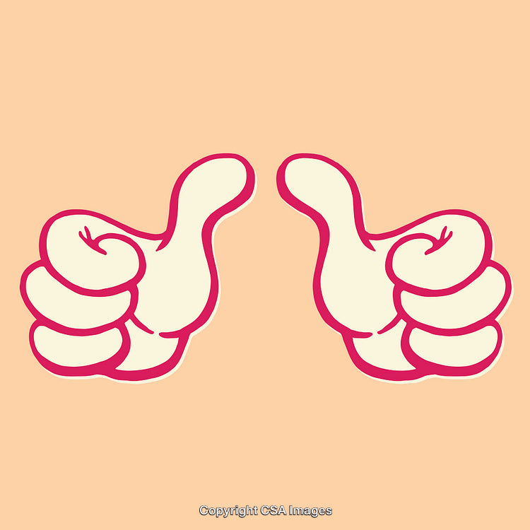 Colorful Line Art Illustration of Two Thumbs Up Symbol on Solid Background