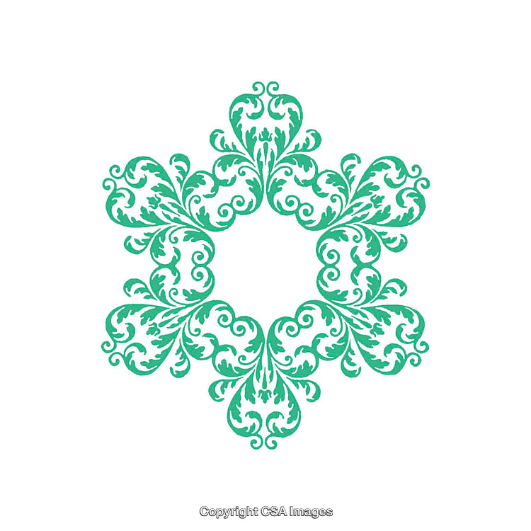 Green Ornamental Floral Pattern Design in Symmetrical Arrangement