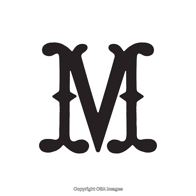 Elegant Black Letter M in Bold Stylish Serif Typeface
