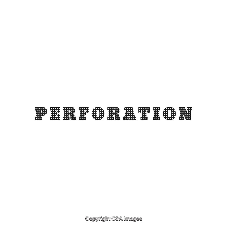 Perforation Styled Text with Decorative Font on White Background