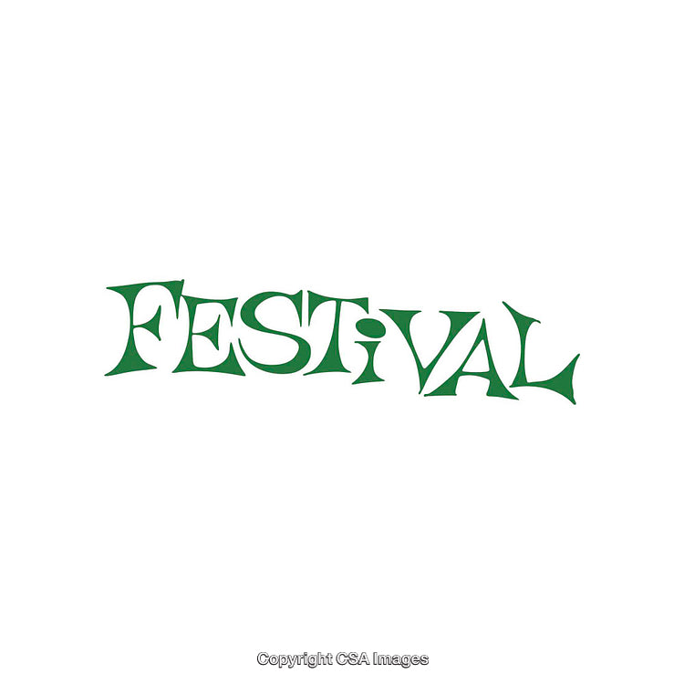 Stylish Green Typography Design with the Word 'Festival' on White Background