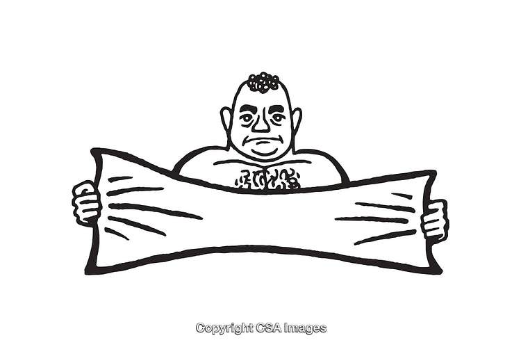 Illustration of a Strongman Holding and Stretching a Flexible Cloth