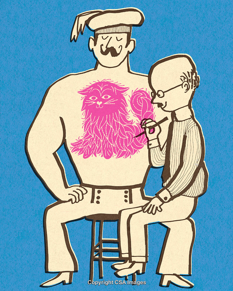 Illustration of a Tattoo Artist Creating Art on a Muscular Client