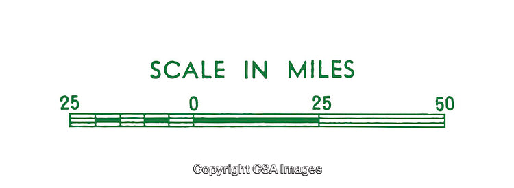 Green Scale Diagram Depicting Distance in Miles with Clear Measurements