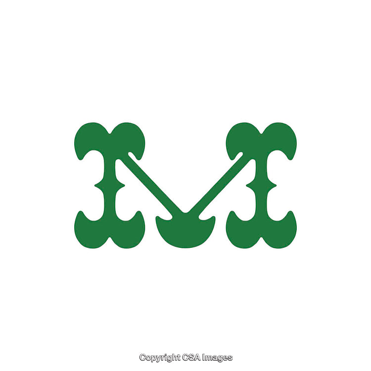 Green Stylized Letter M Design on White Background