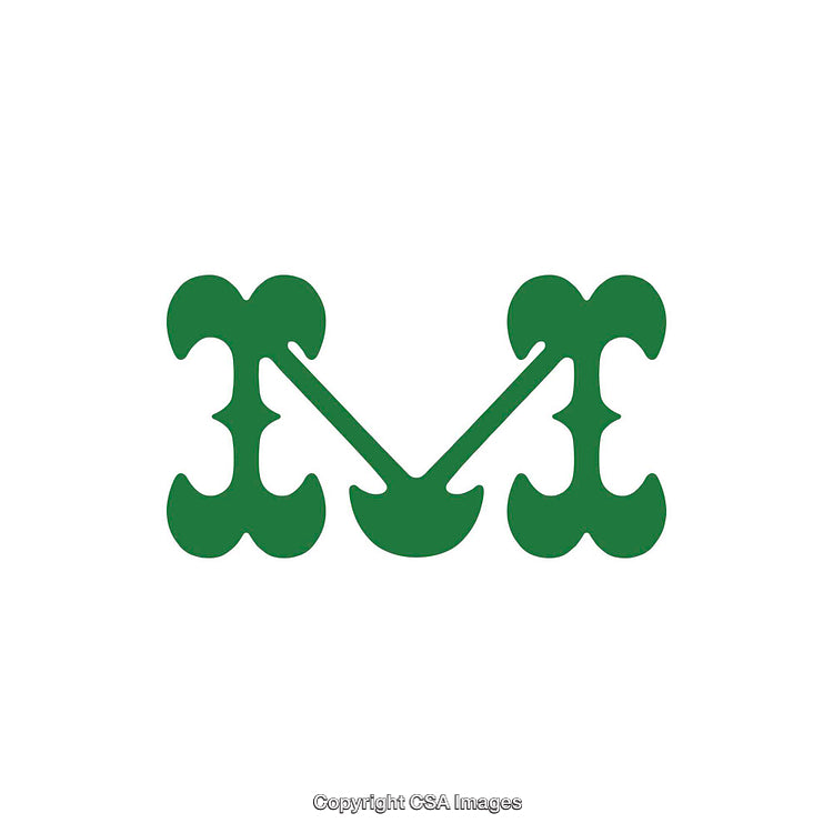 Green Stylized Letter M Design on White Background