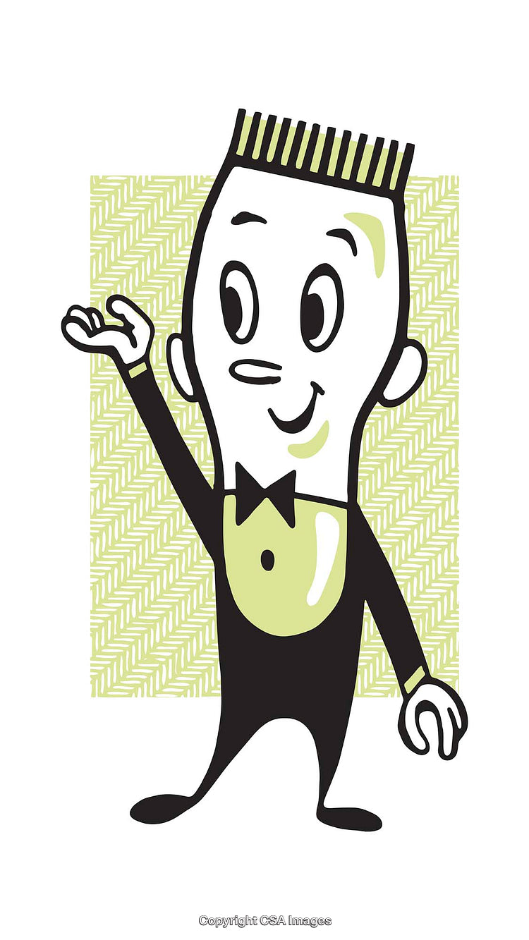 Colorful Retro-Style Cartoon Figure with a Friendly Greeting Gesture