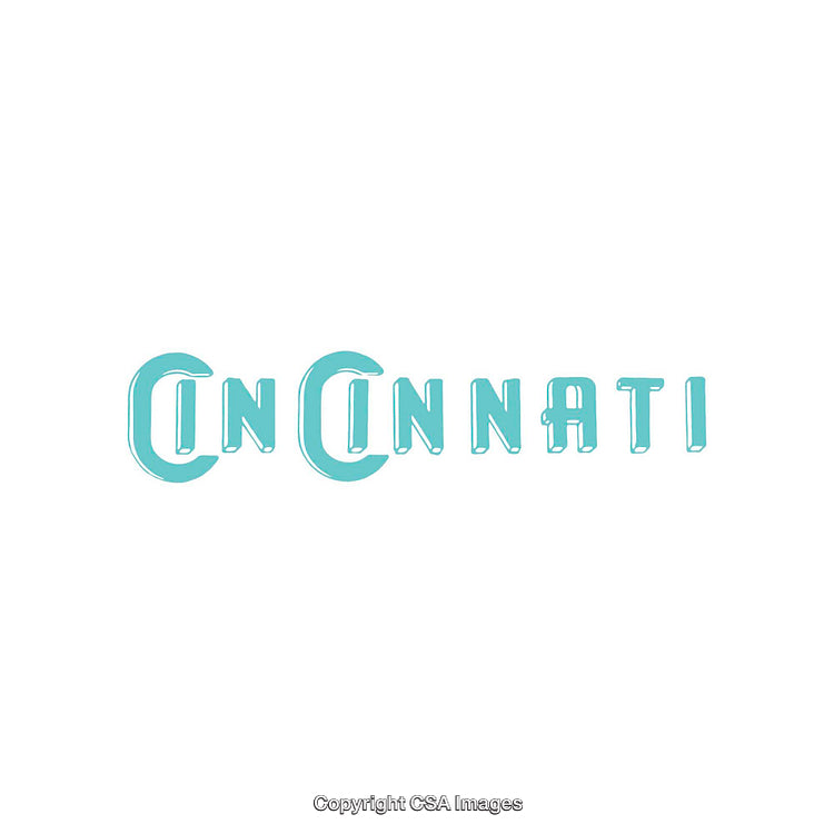 Creative Typography Illustration of the Word Cincinnati in Blue Color Scheme