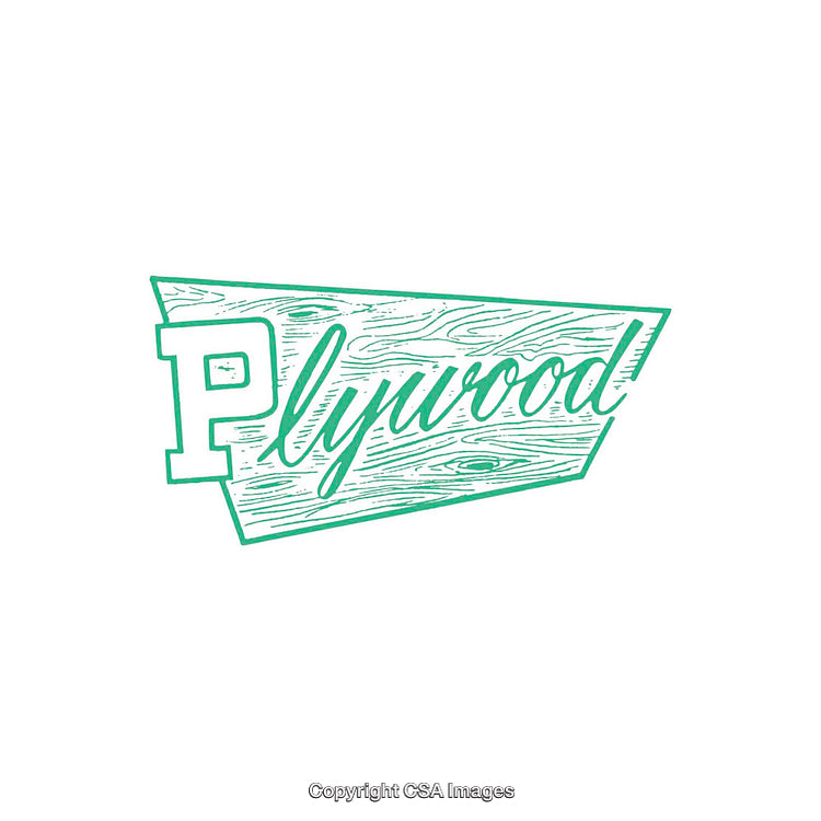 Green Plywood Logo Illustration with Text on White Background