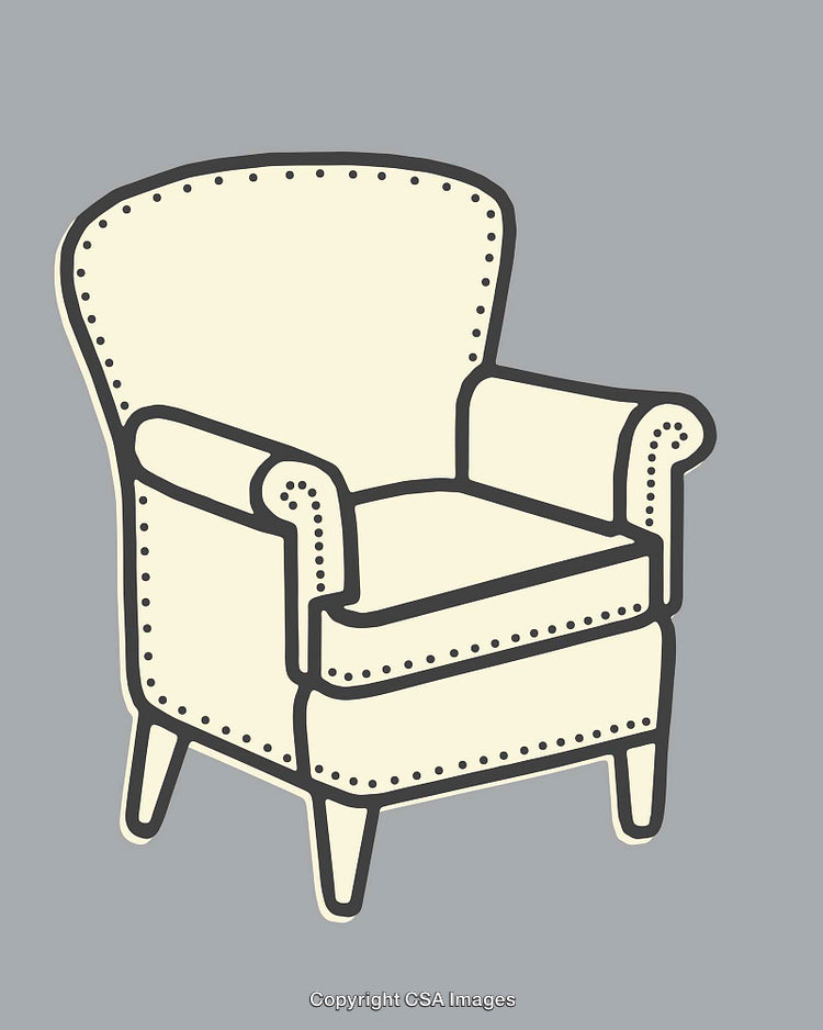 Elegant Beige Armchair Illustration in Minimalist Line Art Style