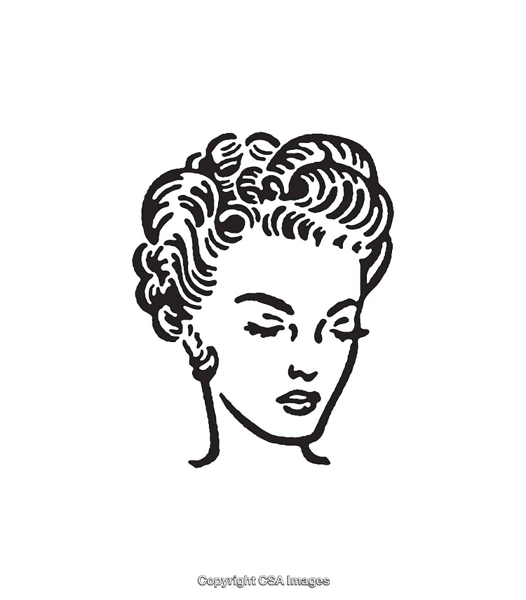 Elegant Black and White Line Art of a Woman's Face