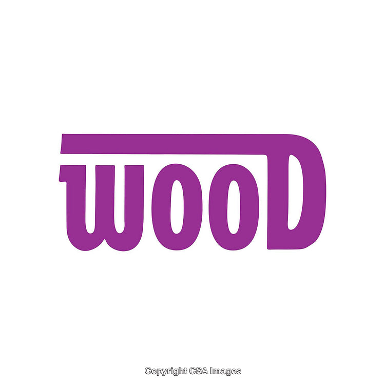Purple Logo Design Featuring The Word Wood in Bold Artistic Typography